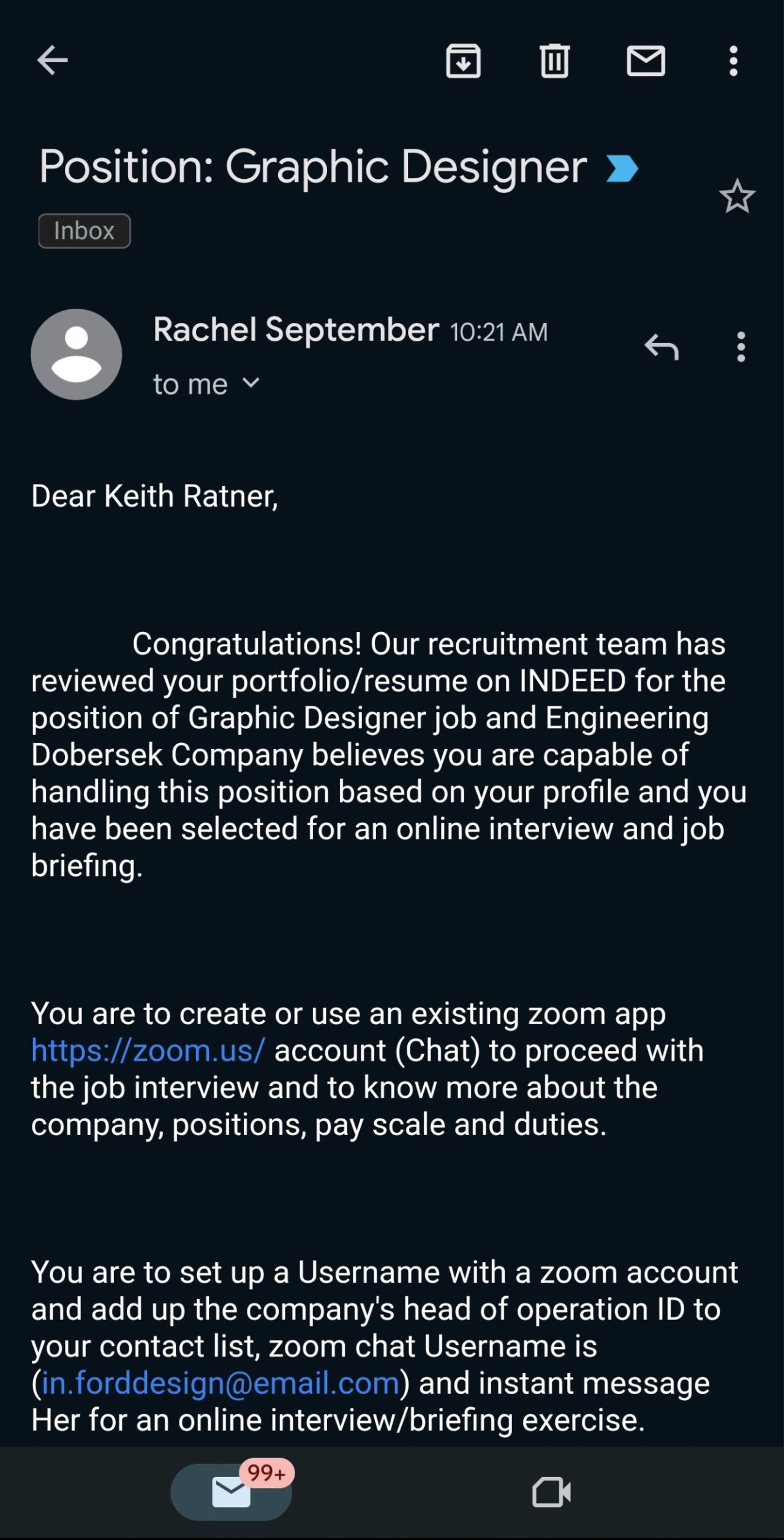 Job Scam Alert: Engineering Dobersek Company