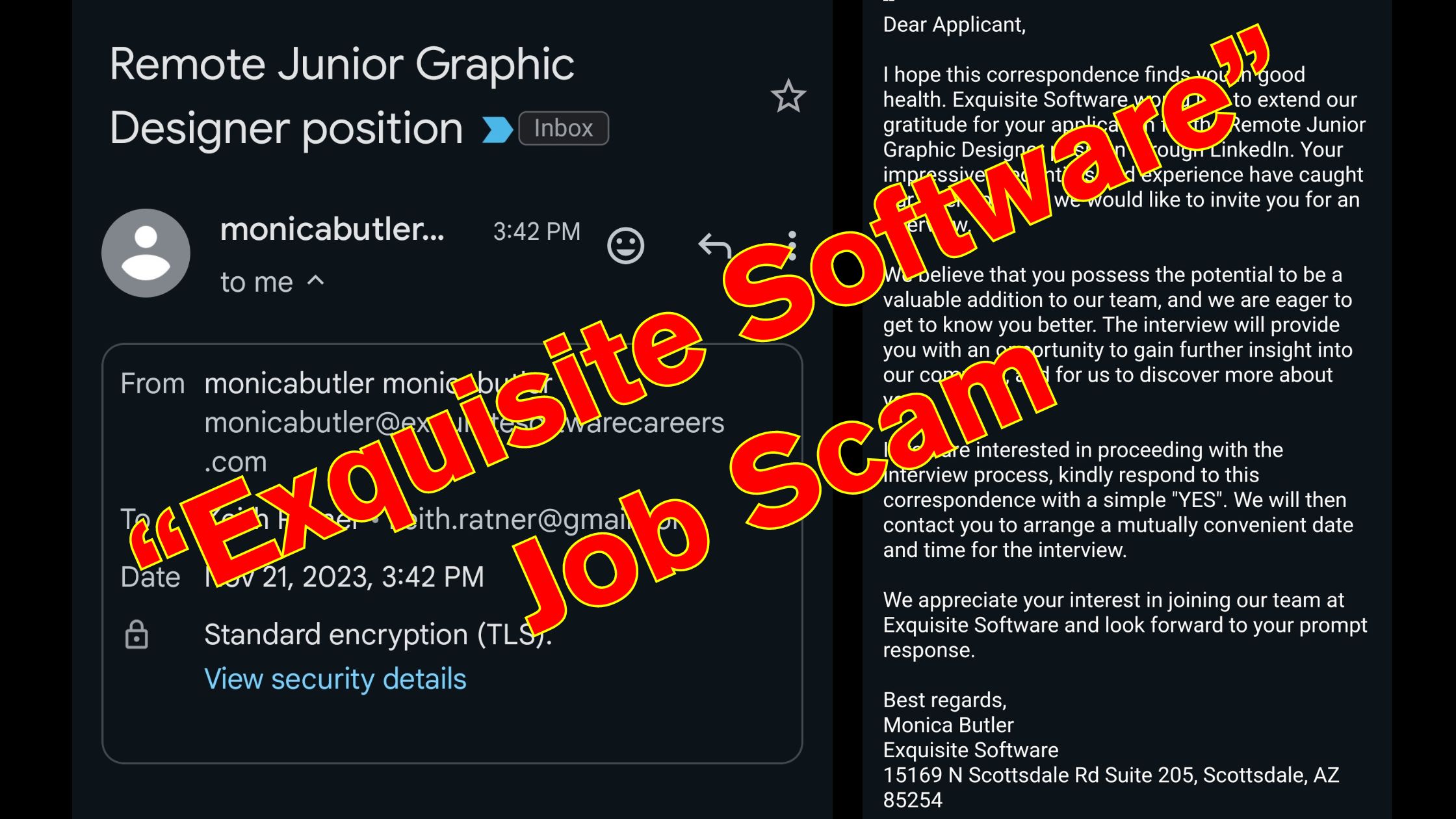 LinkedIn “Exquisite Software” Job Scam